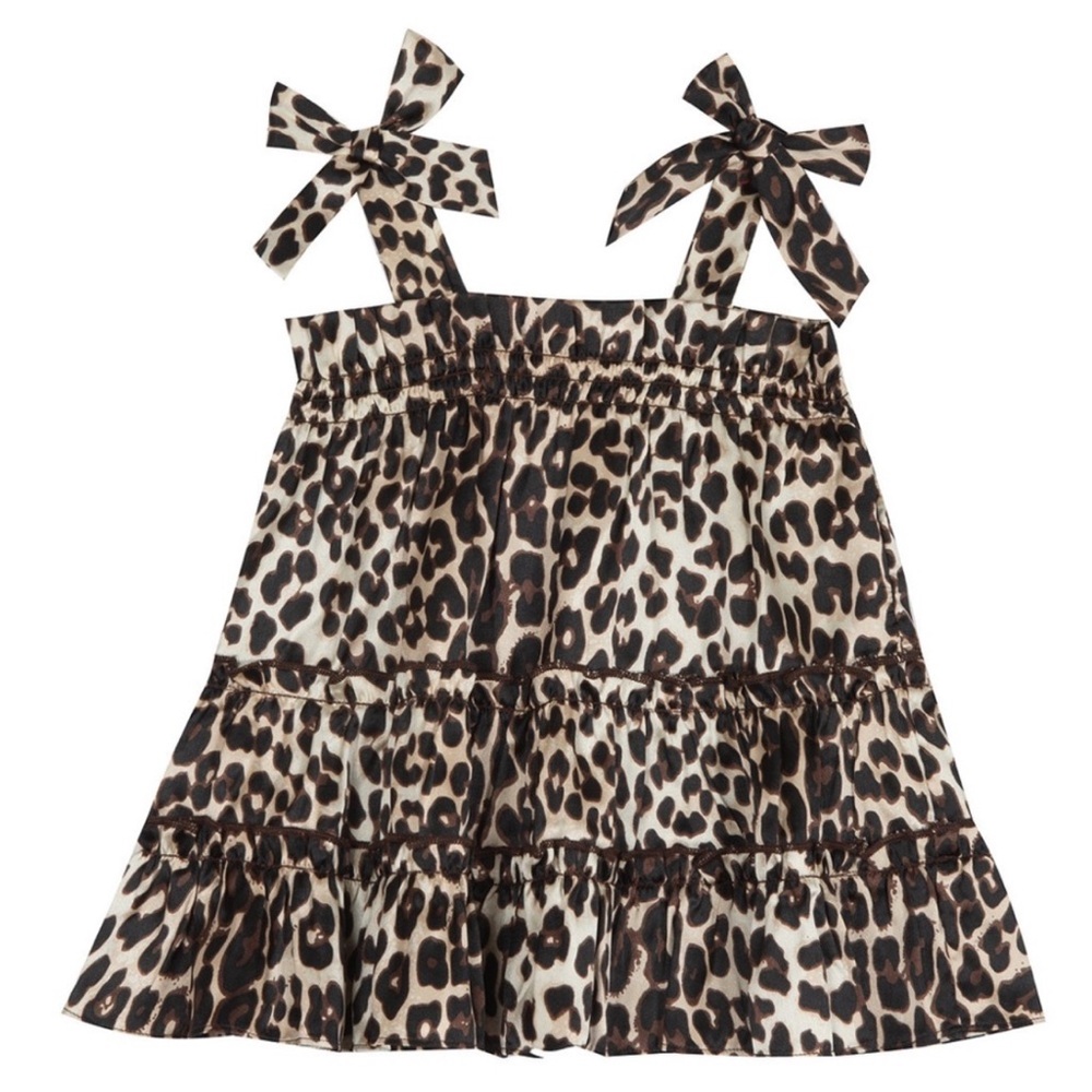 NWT Rare Editions Baby Girl Animal Print‎ Satin Charmeuse Dress & Diaper Cover